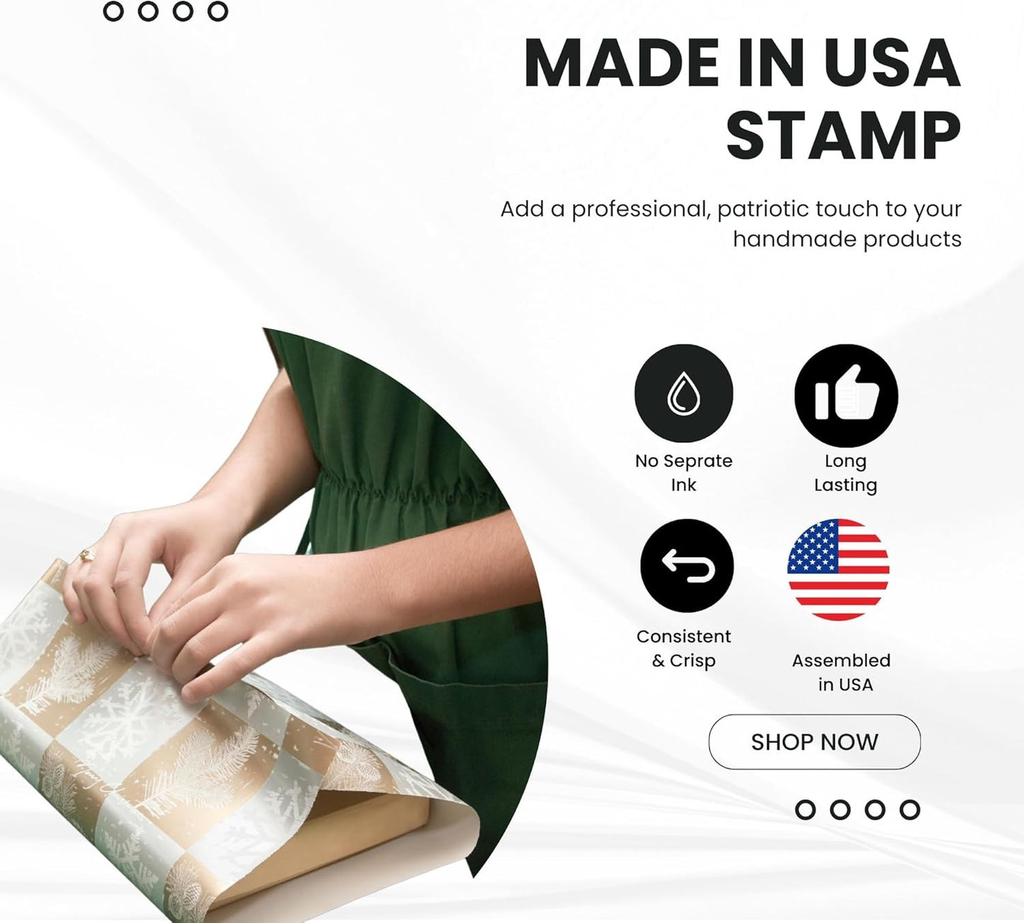 Made in USA' Stamp Self-Inking – Compact Stamp for Local Businesses, Handmade Goods, and Craft Branding