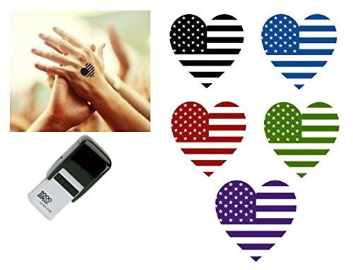 Stars & Stripes Heart Flag Hand Stamp - Suitable for Festivals, Parties, Clubs, Special Events, Bars etc.