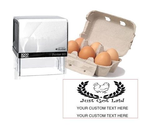 Just Got Laid Egg Carton Personalized Stamp [Your Farm Name]