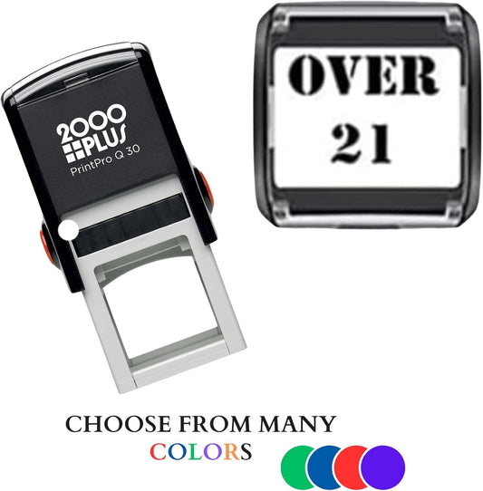 Over 21 Self Inking Stamp | Hand Stamps for Events Suitable for Festivals, Parties, Clubs, Special Events, Bars etc.