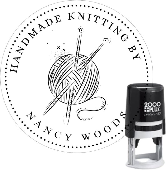 Handmade Knitting by [Your Name] Personalized Stamp