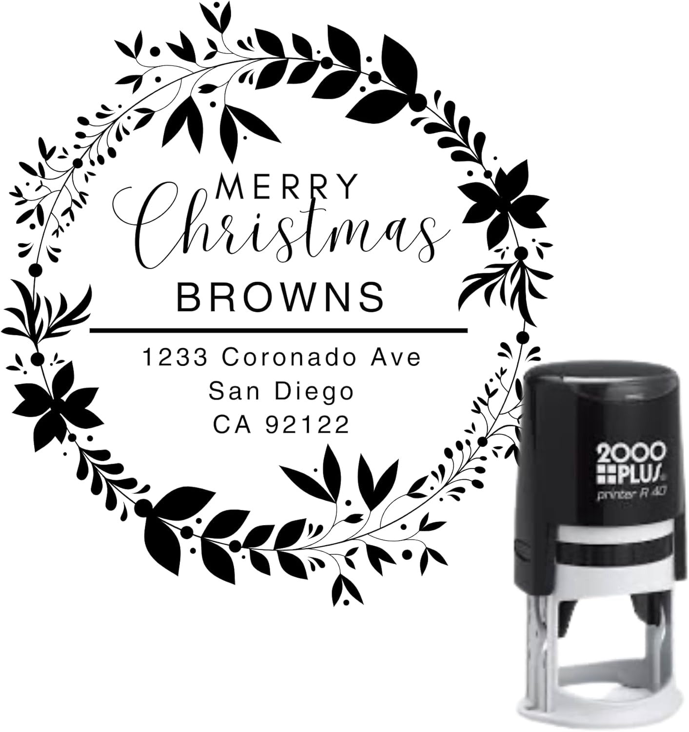 Festive Holiday Family Name & Return Address Personalized Stamp